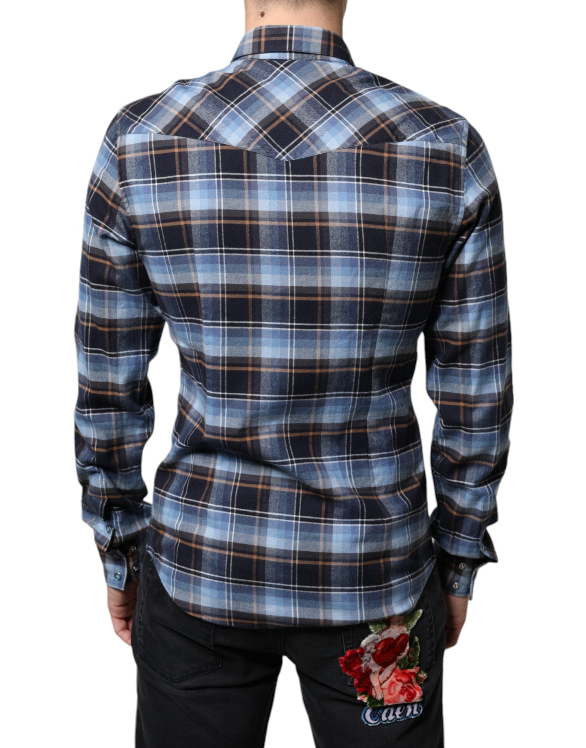 Dolce & Gabbana Multicolor Checked Paradiso Patch Slim Fit Shirt